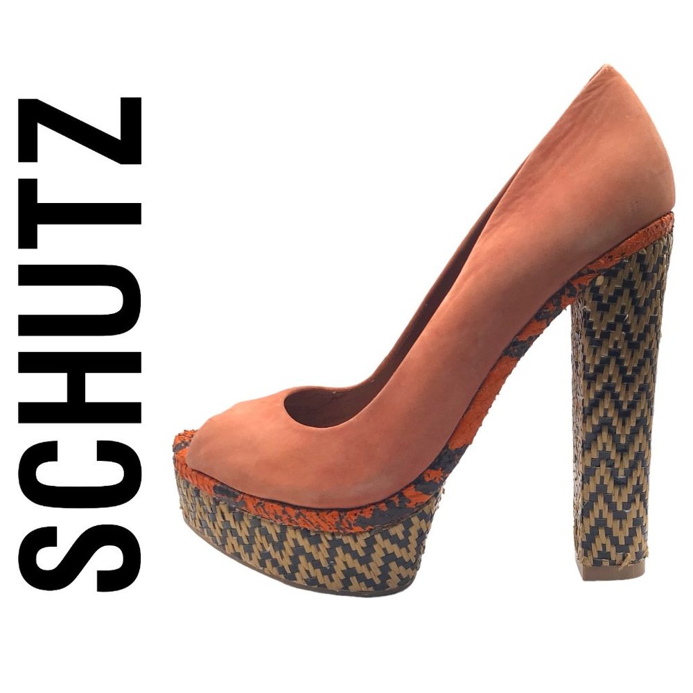 ⭐HOST PICK ⭐SCHUTZ Cara SUEDE LEATHER High Heel Platform Boho Size 8!